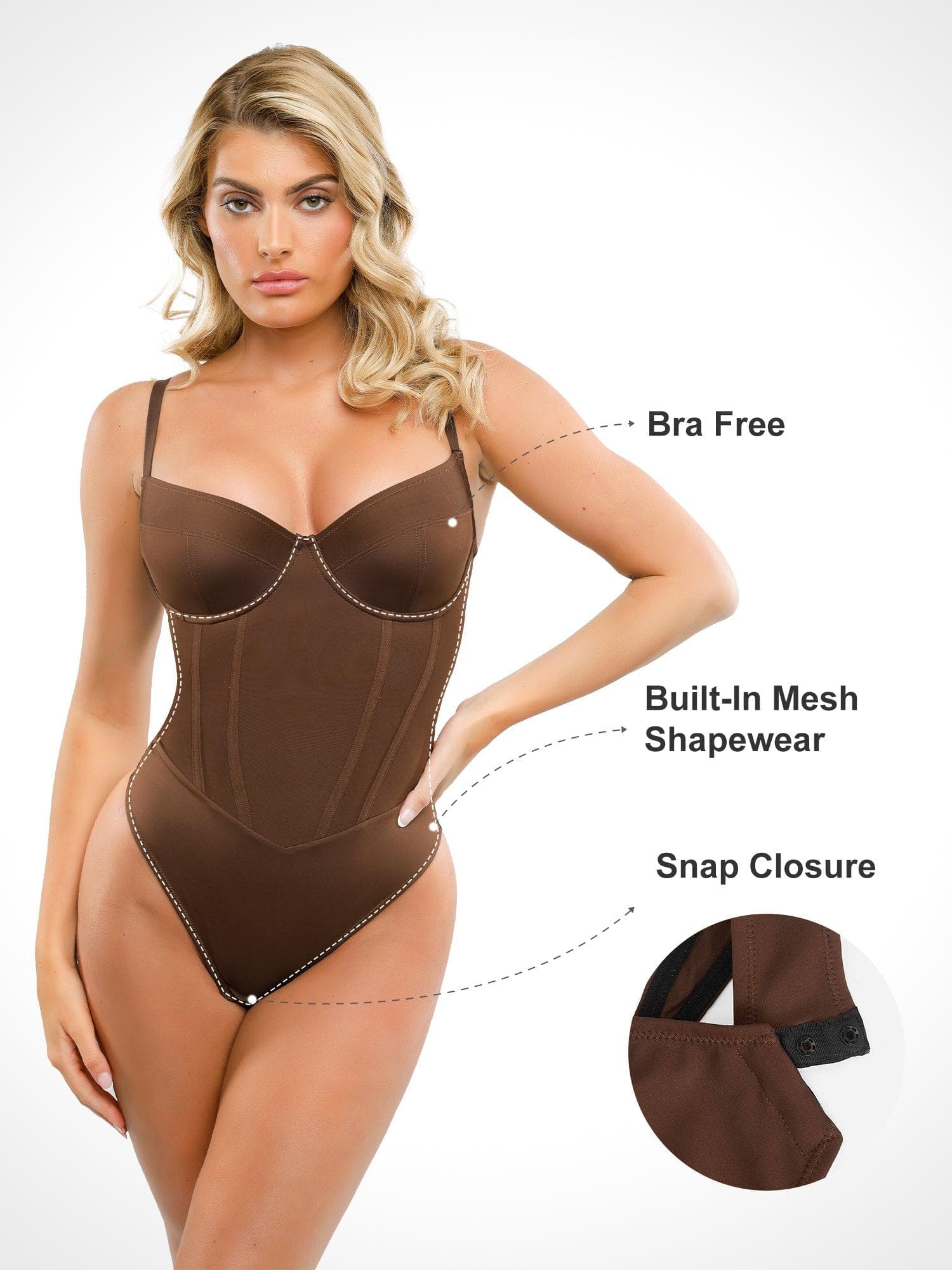 Popilush® Sexy Shaping Daily Outfits Built-In Shapewear Thong Bodysuits Or Split Midi Skirt